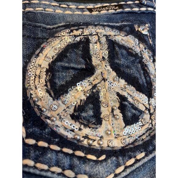 Miss Me Peace Sign Skinny Jeans Size 27 Embellished - Picture 4 of 10